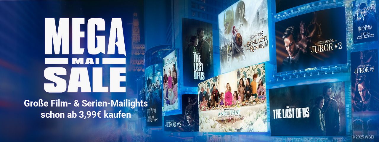 Mega Mai Sale - Film- & Serien-Mailights jetzt ab 3,99€ kaufen Hintergrund von Mega Mai Sale - Film- & Serien-Mailights jetzt ab 3,99€ kaufen